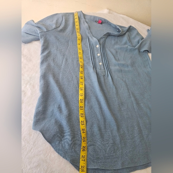 Vince Camuto-Women's Slate Blue Blouse with Ruffle Sleeves M - Picture 5 of 7